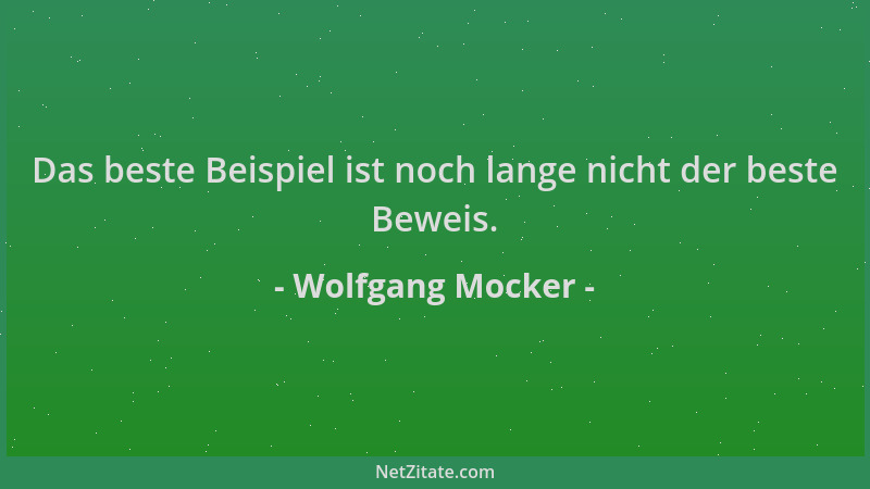 Wolfgang Mocker - Das beste Beispiel ist noch lange nicht der beste Beweis....