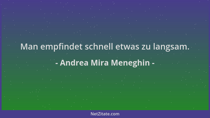 Andrea Mira Meneghin - Man empfindet schnell etwas zu langsam....
