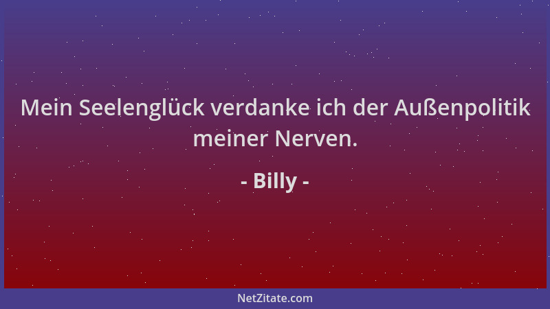 Billy - Mein Seelenglück verdanke ich der Außenpolitik meiner Nerven....