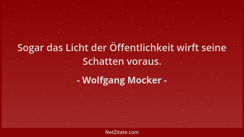 Wolfgang Mocker - Sogar das Licht der Öffentlichkeit wirft seine Schatten voraus....