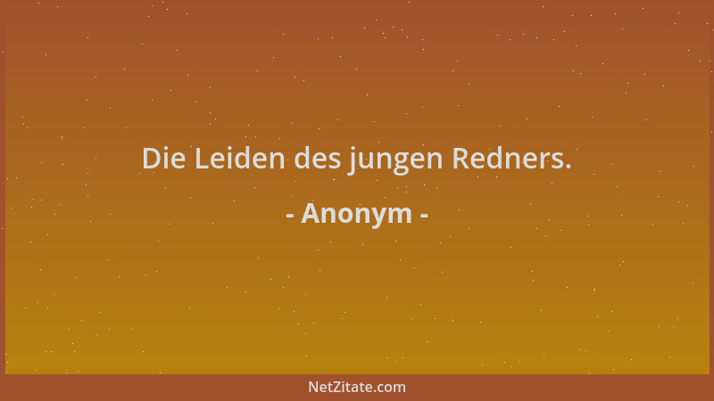 Anonym - Die Leiden des jungen Redners....