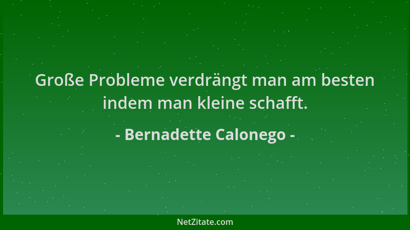 Bernadette Calonego - Große Probleme verdrängt man am besten indem man kleine schafft....