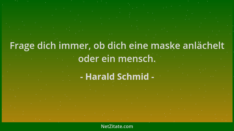 Harald Schmid - Frage dich immer, ob dich eine maske anlächelt oder ein mensch....