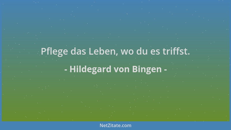Hildegard von Bingen - Pflege das Leben, wo du es triffst....