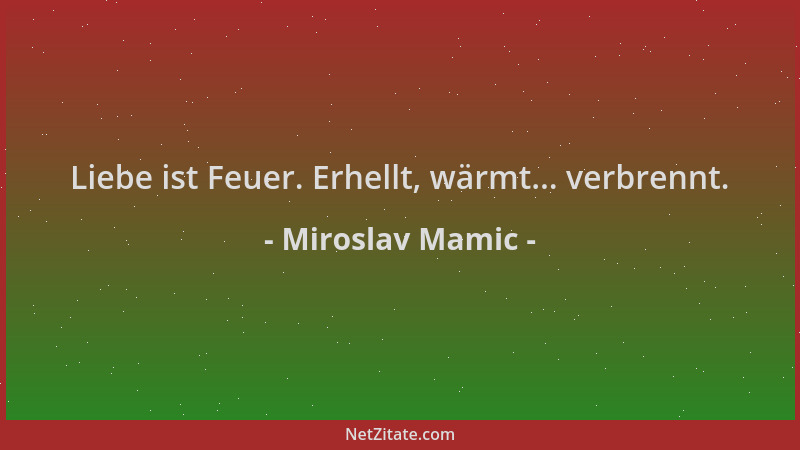 Miroslav Mamic - Liebe ist Feuer. Erhellt, wärmt... verbrennt....