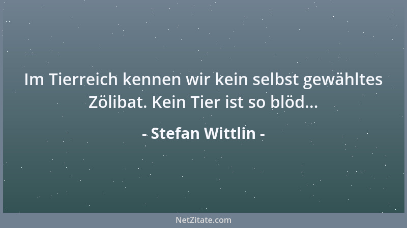 Stefan Wittlin - Im Tierreich kennen wir kein selbst gewähltes Zölibat. Kein Tier ist so blöd......