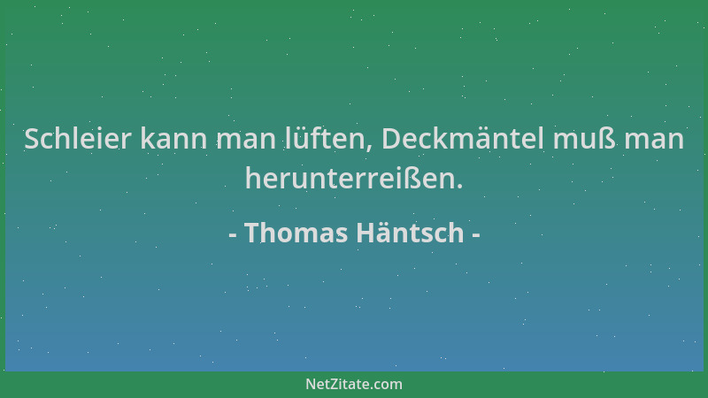 Thomas Häntsch - Schleier kann man lüften, Deckmäntel muß man herunterreißen....