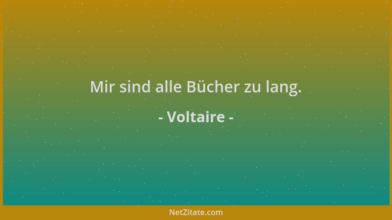 Voltaire - Mir sind alle Bücher zu lang....