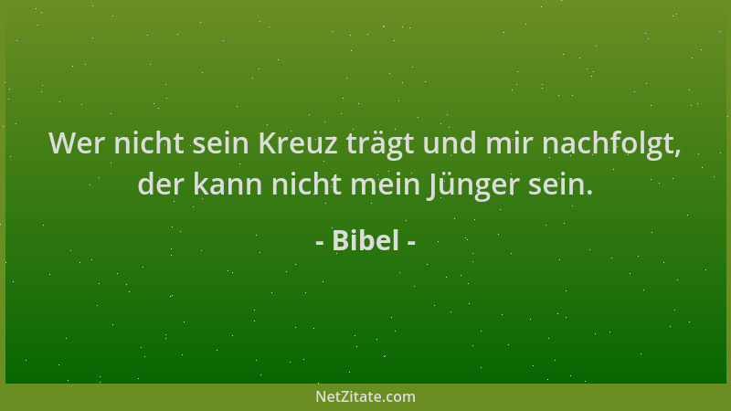 Bibel - Wer nicht sein Kreuz trägt und mir nachfolgt, der kann nicht mein Jünger sein....