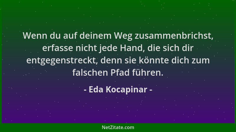 Eda Kocapinar - Wenn du auf deinem Weg zusammenbrichst, erfasse nicht jede Hand, die sich dir entgegenstreckt, denn sie kön...