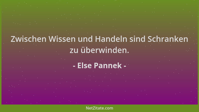 Else Pannek - Zwischen Wissen und Handeln sind Schranken zu überwinden....