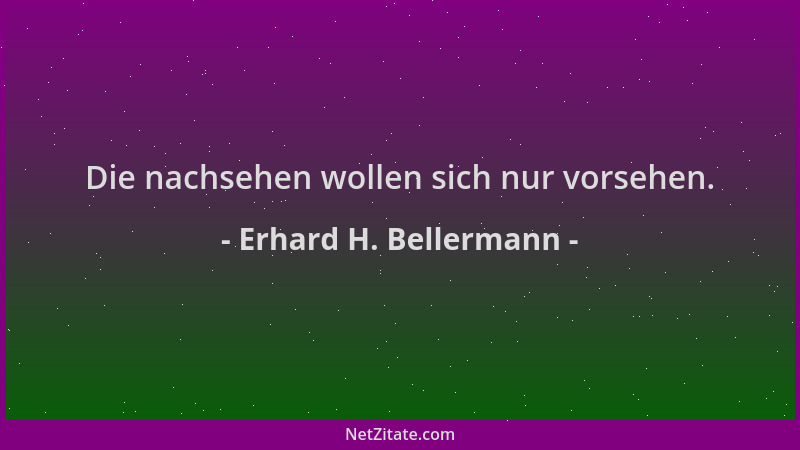 Erhard H. Bellermann - Die nachsehen wollen sich nur vorsehen....