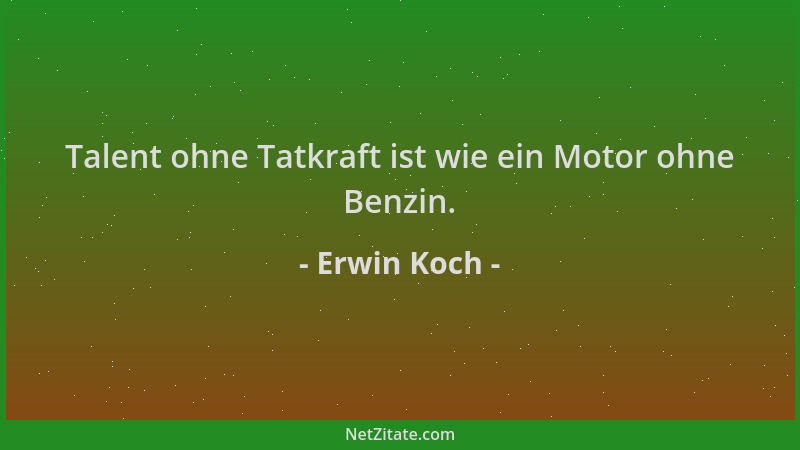 Erwin Koch - Talent ohne Tatkraft ist wie ein Motor ohne Benzin....