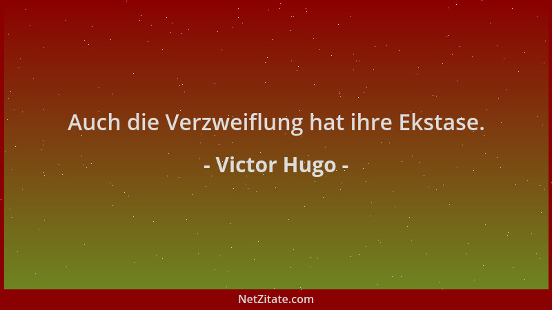 Victor Hugo - Auch die Verzweiflung hat ihre Ekstase....