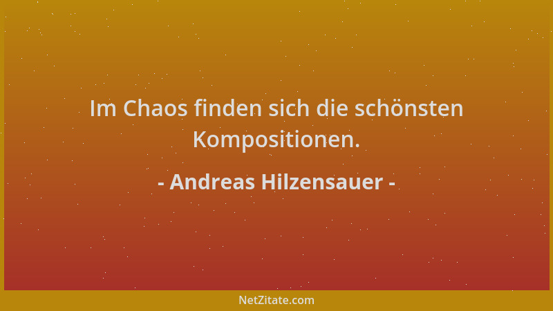 Andreas Hilzensauer - Im Chaos finden sich die schönsten Kompositionen....