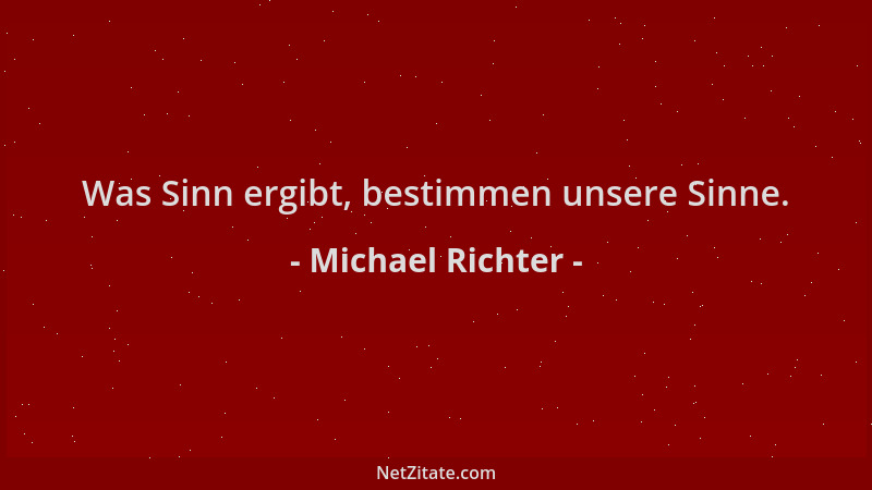 Michael Richter - Was Sinn ergibt, bestimmen unsere Sinne....