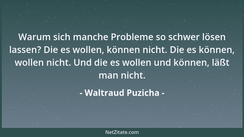 Waltraud Puzicha - Warum sich manche Probleme so schwer lösen lassen? Die es wollen, können nicht. Die es können, wollen ni...