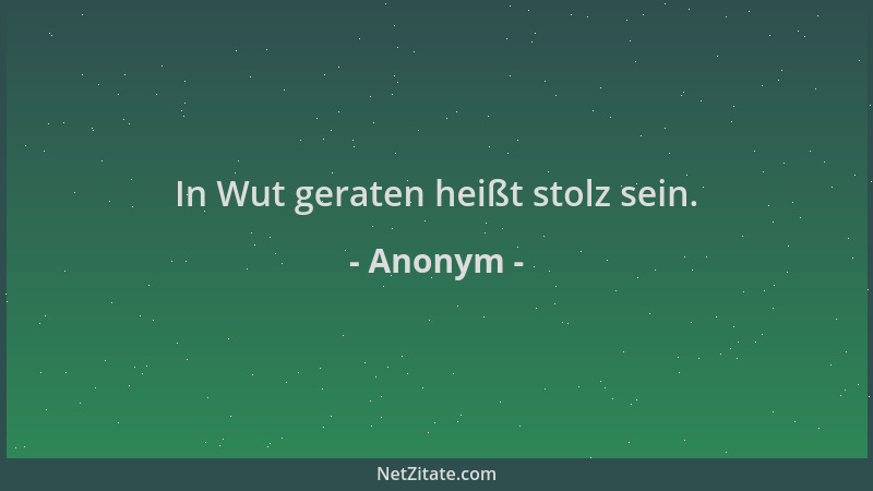 Anonym - In Wut geraten heißt stolz sein....