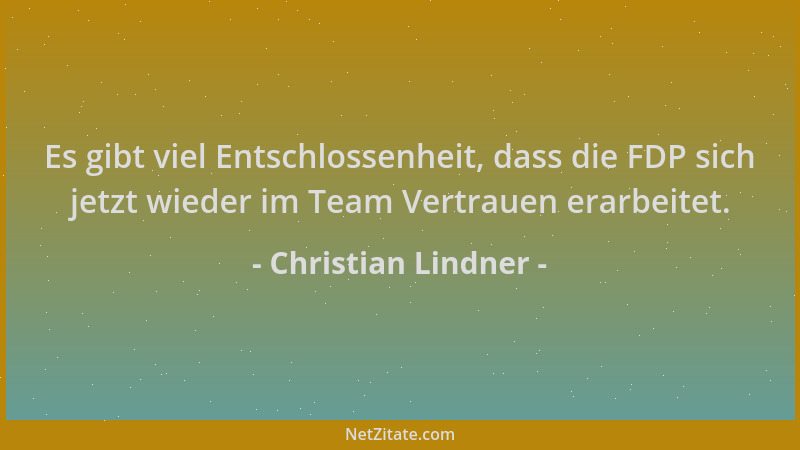 Christian Lindner - Es gibt viel Entschlossenheit, dass die FDP sich jetzt wieder im Team Vertrauen erarbeitet....