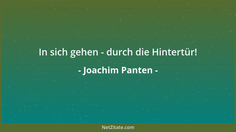 Joachim Panten - In sich gehen - durch die Hintertür!...