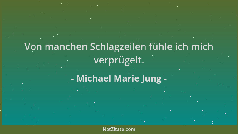 Michael Marie Jung - Von manchen Schlagzeilen fühle ich mich verprügelt....