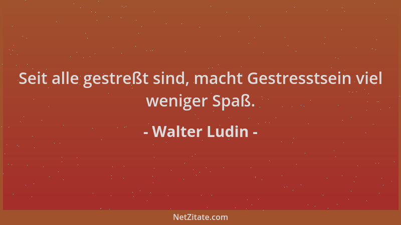 Walter Ludin - Seit alle gestreßt sind, macht Gestresstsein viel weniger Spaß....