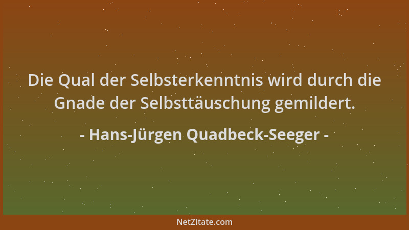 Hans-Jürgen Quadbeck-Seeger - Die Qual der Selbsterkenntnis wird durch die Gnade der Selbsttäuschung gemildert....