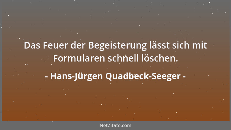 Hans-Jürgen Quadbeck-Seeger - Das Feuer der Begeisterung lässt sich mit Formularen schnell löschen....