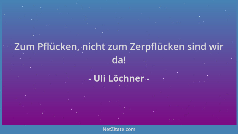 Uli Löchner - Zum Pflücken, nicht zum Zerpflücken sind wir da!...