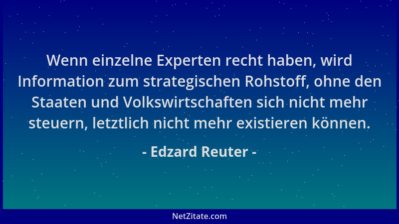 Edzard Reuter - Wenn einzelne Experten recht haben, wird Information zum strategischen Rohstoff, ohne den Staaten und Volks...