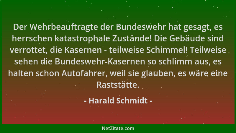 Harald Schmidt - Der Wehrbeauftragte der Bundeswehr hat gesagt, es herrschen katastrophale Zustände! Die Gebäude sind verro...