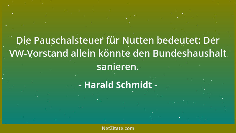 Harald Schmidt - Die Pauschalsteuer für Nutten bedeutet: Der VW-Vorstand allein könnte den Bundeshaushalt sanieren....