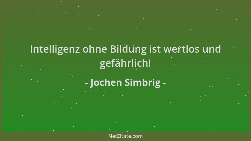 Jochen Simbrig - Intelligenz ohne Bildung ist wertlos und gefährlich!...