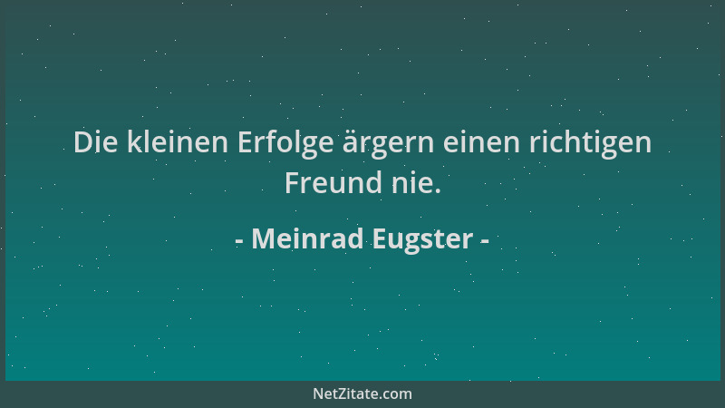 Meinrad Eugster - Die kleinen Erfolge ärgern einen richtigen Freund nie....