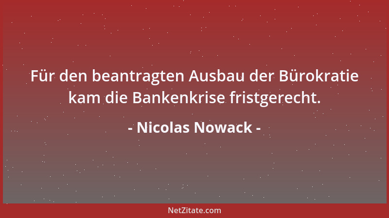 Nicolas Nowack - Für den beantragten Ausbau der Bürokratie kam die Bankenkrise fristgerecht....