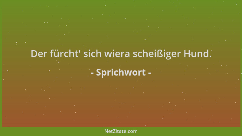 Sprichwort - Der fürcht ' sich wiera scheißiger Hund....