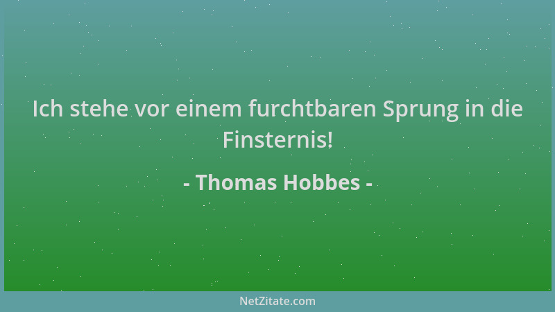 Thomas Hobbes - Ich stehe vor einem furchtbaren Sprung in die Finsternis!...