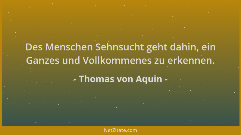 Thomas von Aquin - Des Menschen Sehnsucht geht dahin, ein Ganzes und Vollkommenes zu erkennen....