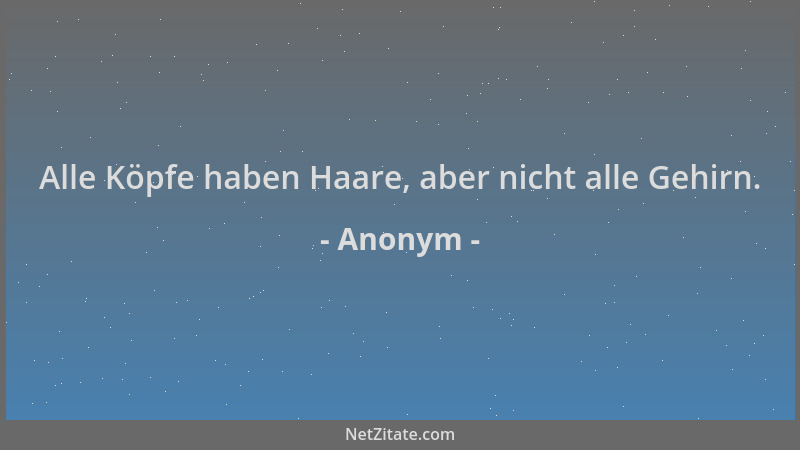 Anonym - Alle Köpfe haben Haare, aber nicht alle Gehirn....