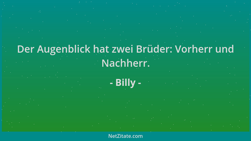 Billy - Der Augenblick hat zwei Brüder: Vorherr und Nachherr....