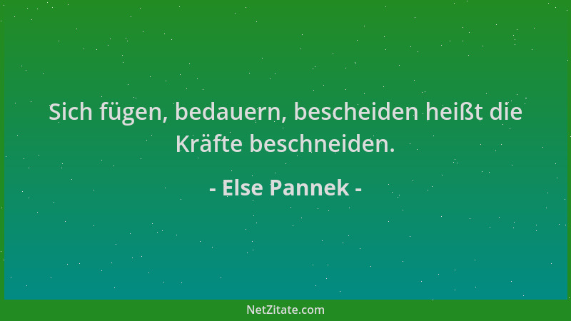 Else Pannek - Sich fügen, bedauern, bescheiden heißt die Kräfte beschneiden....