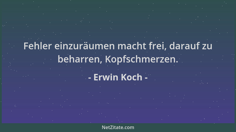 Erwin Koch - Fehler einzuräumen macht frei, darauf zu beharren, Kopfschmerzen....