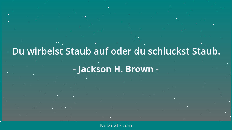 Jackson H. Brown - Du wirbelst Staub auf oder du schluckst Staub....