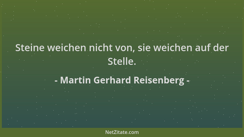 Martin Gerhard Reisenberg - Steine weichen nicht von, sie weichen auf der Stelle....