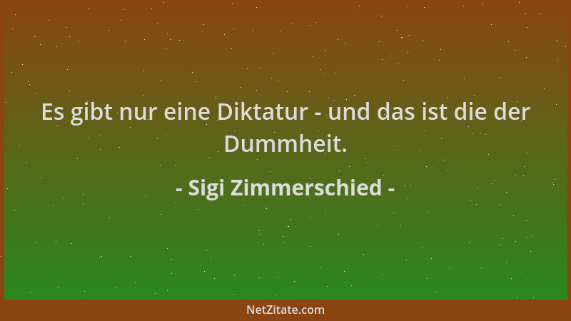 Sigi Zimmerschied - Es gibt nur eine Diktatur - und das ist die der Dummheit....