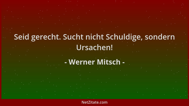 Werner Mitsch - Seid gerecht. Sucht nicht Schuldige, sondern Ursachen!...