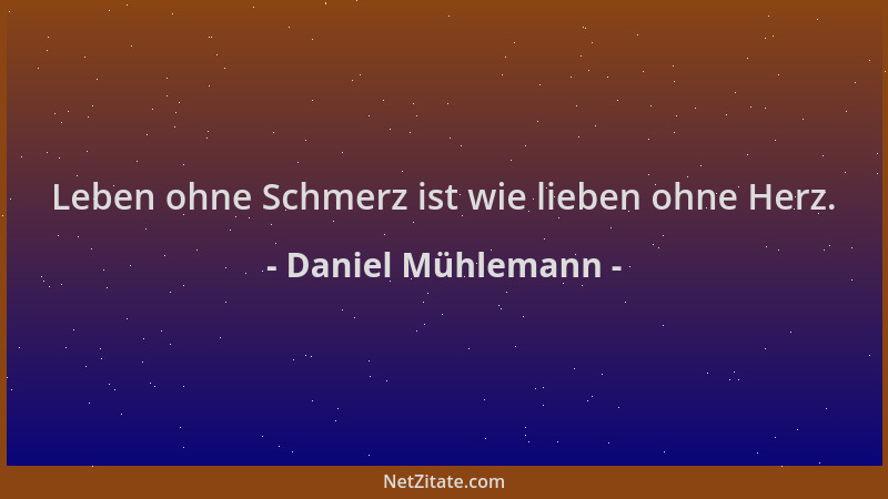 Daniel Mühlemann - Leben ohne Schmerz ist wie lieben ohne Herz....