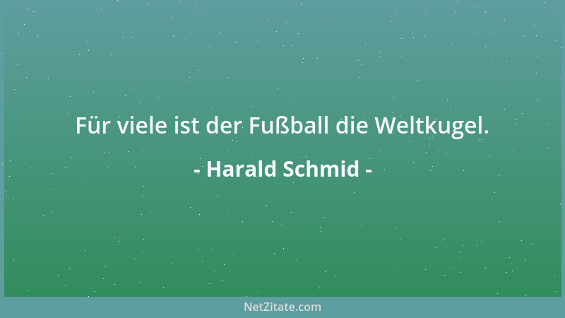 Harald Schmid - Für viele ist der Fußball die Weltkugel....