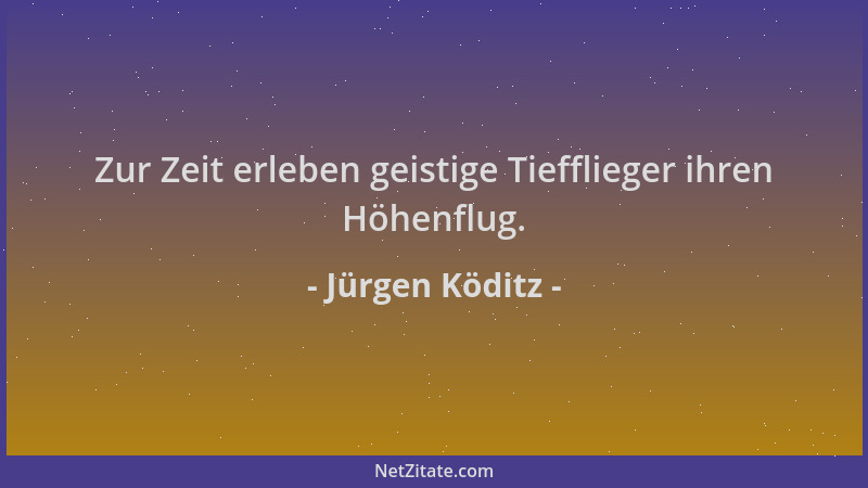Jürgen Köditz - Zur Zeit erleben geistige Tiefflieger ihren Höhenflug....