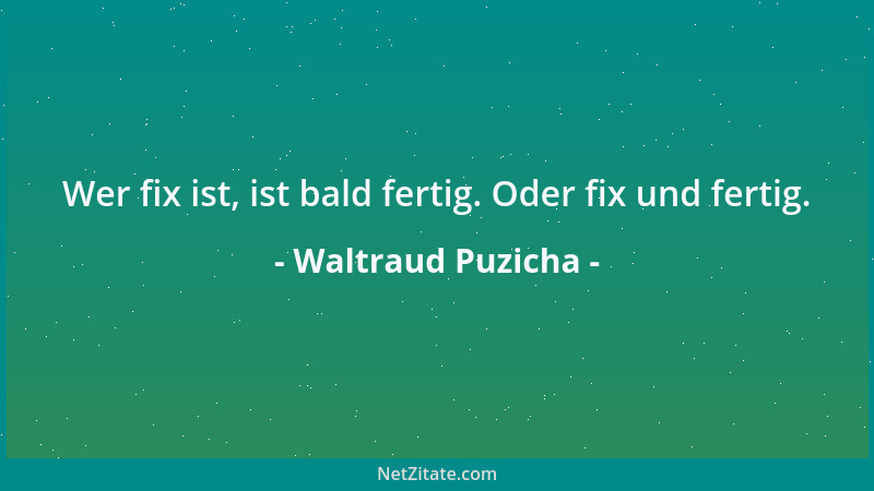 Waltraud Puzicha - Wer fix ist, ist bald fertig. Oder fix und fertig....